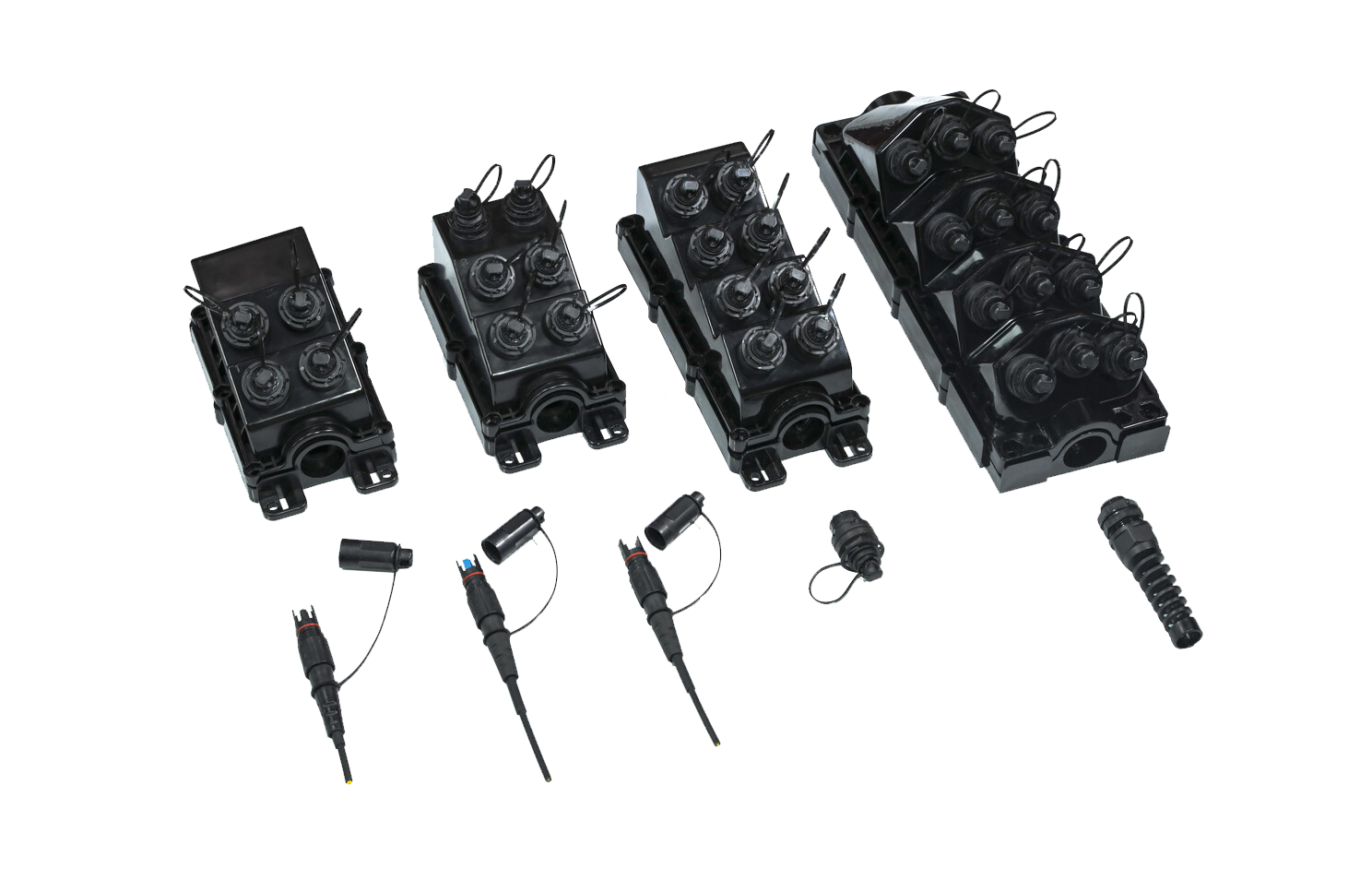 MST (Multiport Service Terminal) Custom FTTH Indoor/Outdoor Cable Assembly, 2/4/6/8/12F Singlemode (OS2) dielectric tonable